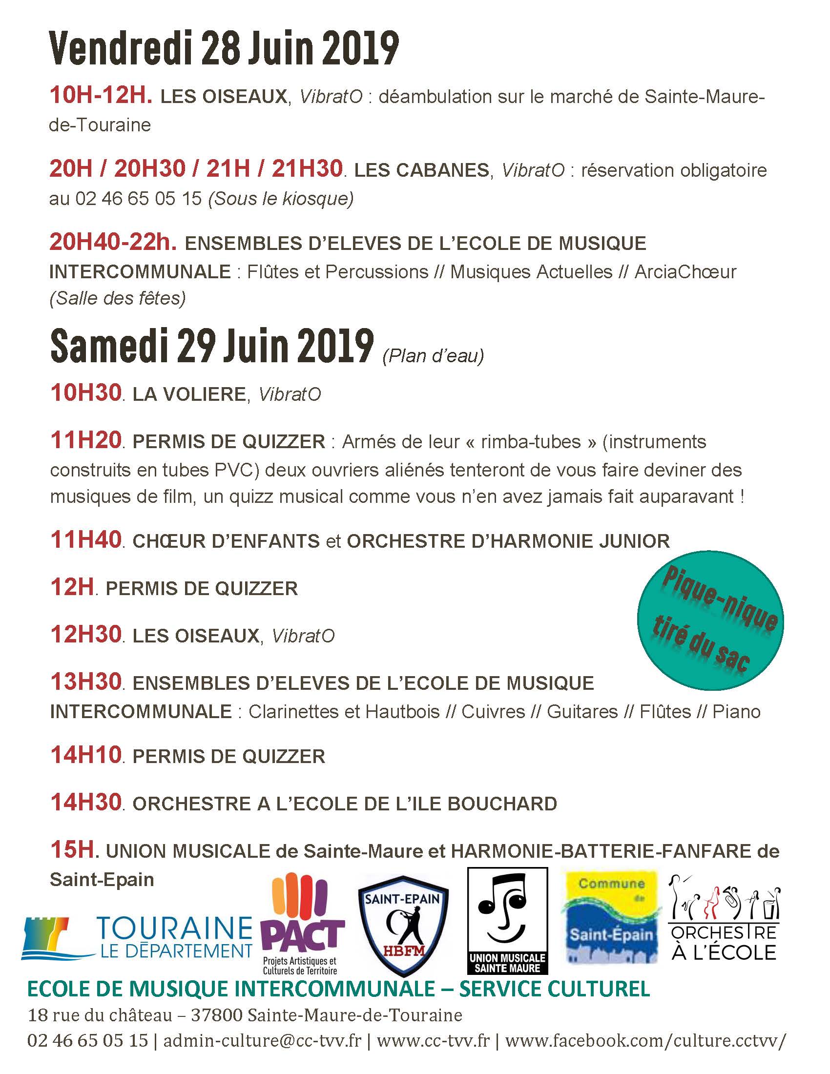 Ecole De Musique Sainte Maure De Touraine Flyer Fête fin d'année EMI_Page_2 | Touraine Val de Vienne Communauté de  communes