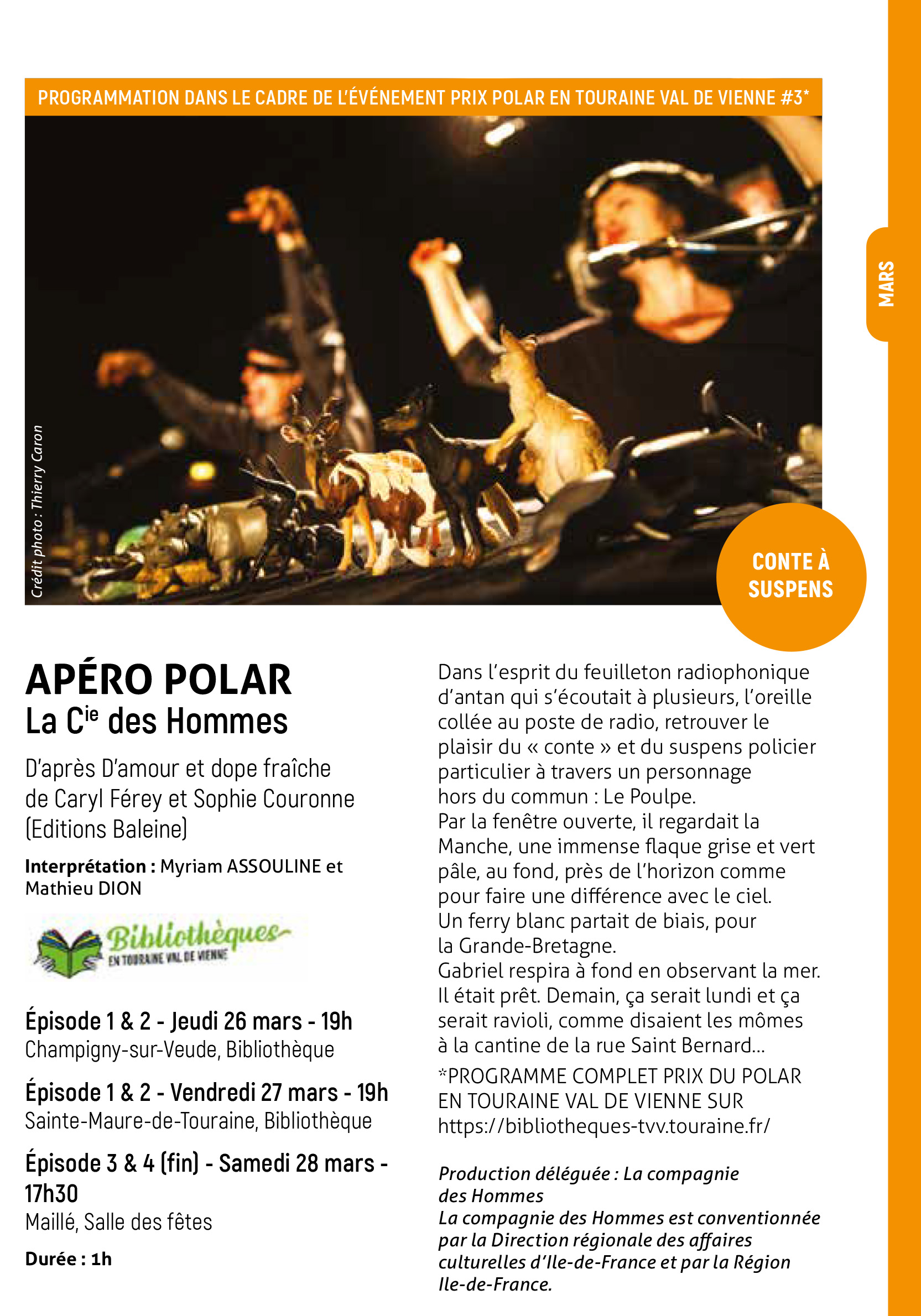 Apéro Polar CCTVV Touraine Val de Vienne 37 Indre-et-Loire spectacle concert livre mars 2026