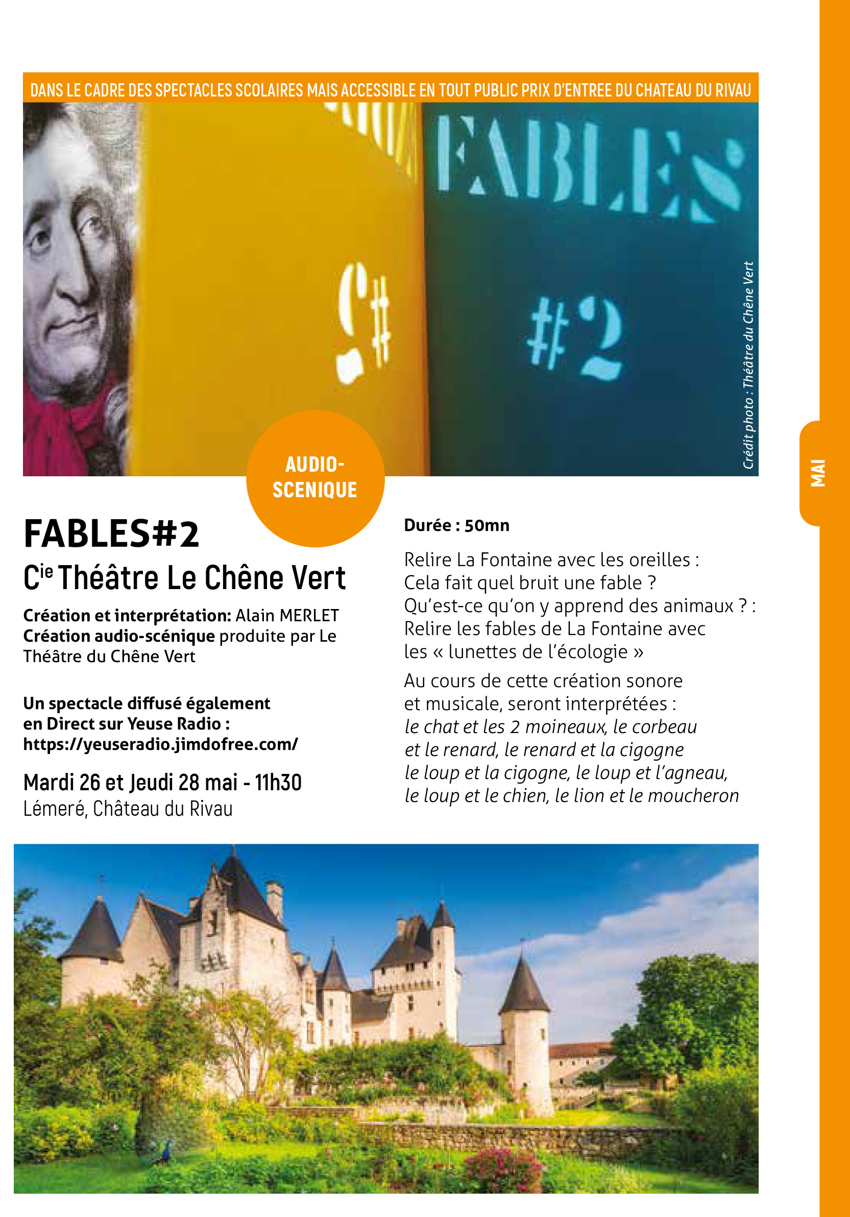 spectacle culture 37 Touraine Val de Viernne Rivau Théâtre 2026 printemps mai CCTVV 